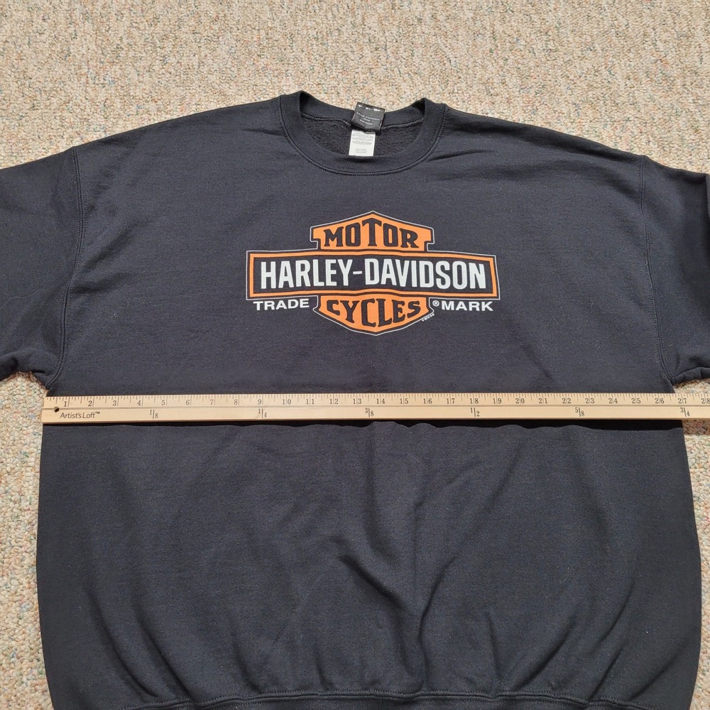 Harley Davidson Sweatshirt Mens 2XL Black Logo Crewneck Pullover Wisconsin Biker - Picture 9 of 10